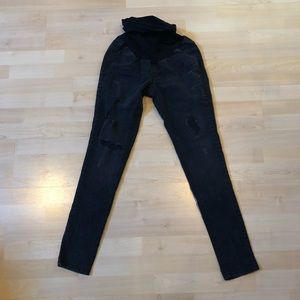 Distressed black maternity jeans